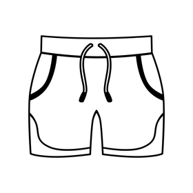 Running shorts drawing black and white clipart