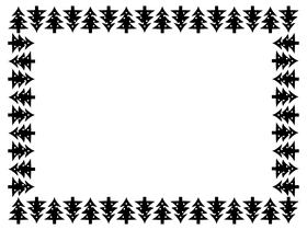 Christmas tree Border black and white clipart