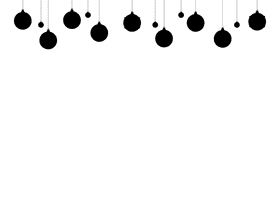 Christmas ornaments Border black and white clipart