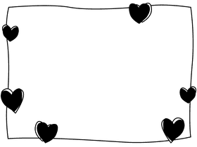 Love heart Border black and white clipart
