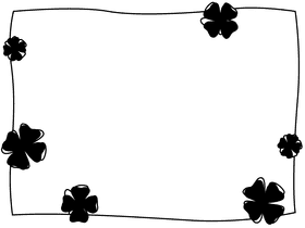 Shamrock clover Border black and white clipart