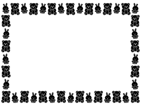 Teddy bear Border black and white clipart