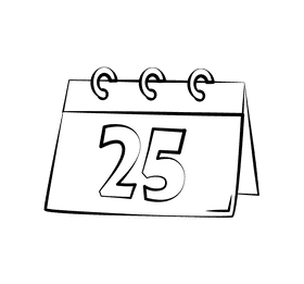 Calendar 25 black and white clipart