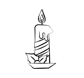 Xmas Candle black and white clipart