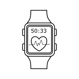 Sport watch drawing black and white clipart