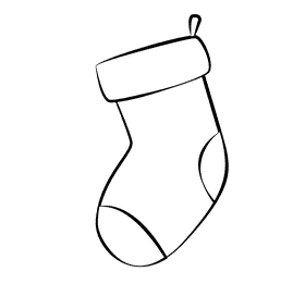 Christmas Sock black and white clipart