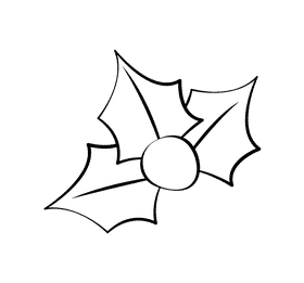 Christmas Leaf black and white clipart