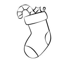 Christmas Sock black and white clipart