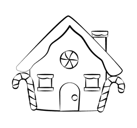 Gingerbread house black and white clipart