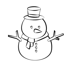 SnowMan black and white clipart