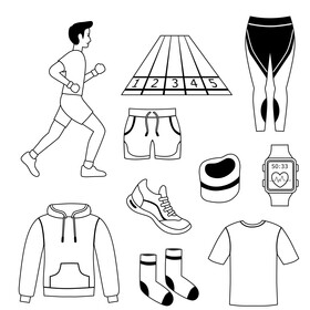 Running icons set black and white vector