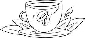 Coffee mug beans black and white clipart
