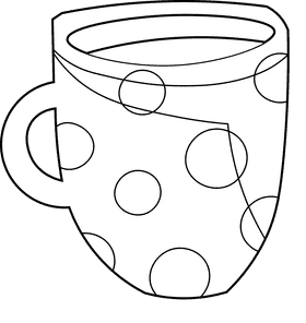 Coffee mug dot black and white clipart