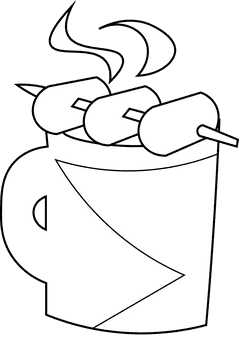 Coffee mug marshmallow black and white clipart