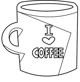 Coffee mug signed black and white clipart
