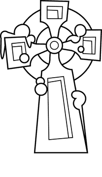 Cross ancient black and white clipart