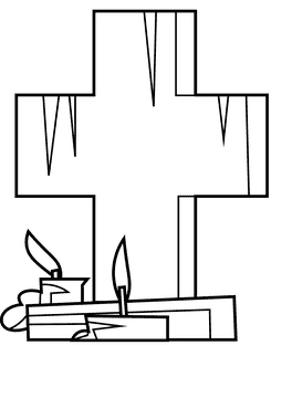 Cross candles black and white clipart