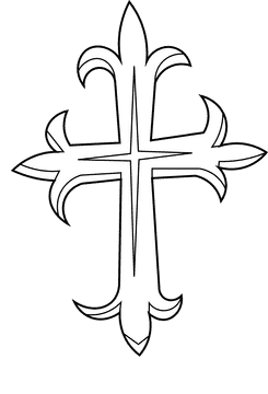 Cross golden black and white clipart