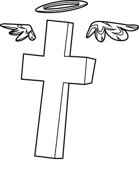 Cross halo black and white clipart