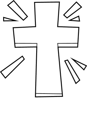 Cross shining black and white clipart