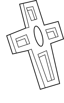Cross silver black and white clipart