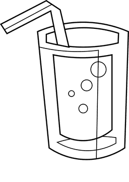 Glass with a tube black and white clipart