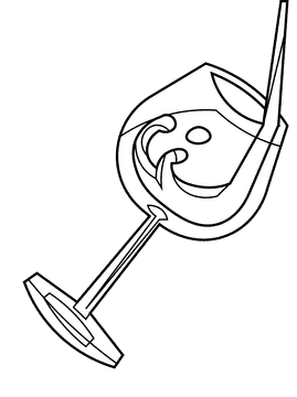 Glass wine black and white clipart