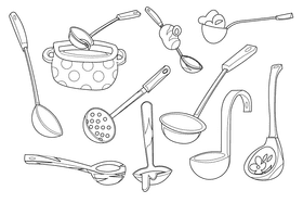 Ladle black and white vector