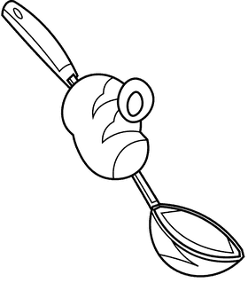 Ladle hand black and white clipart