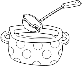 Ladle pan black and white clipart