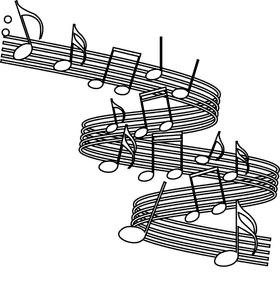 Music notes lines black and white clipart