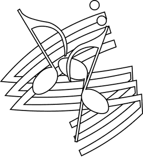 Music notes lines black and white clipart