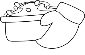 Oven mitts cake black and white clipart