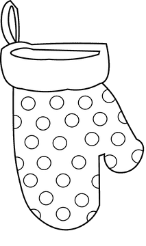 Oven mitts dot black and white clipart