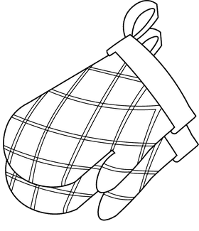 Oven mitts black and white clipart