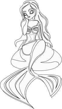 Mermaid black and white clipart