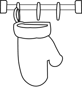 Oven mitts hanging black and white clipart