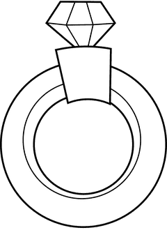 Ring diamond black and white clipart