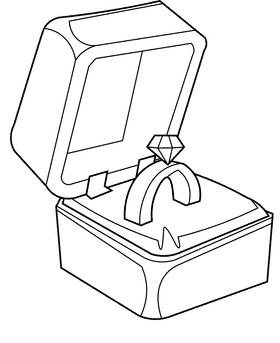 Ring engagement black and white clipart