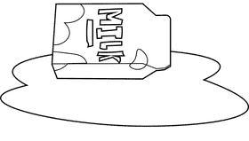 Spill milk black and white clipart
