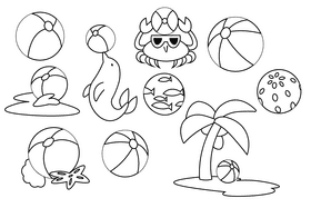 Beach ball black and white vector