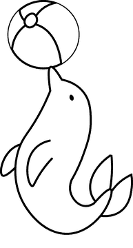Beach ball dolphin black and white clipart