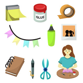 Scrapbooking icons set vector