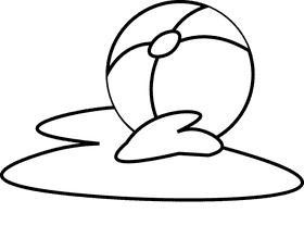 Beach ball puddle black and white clipart