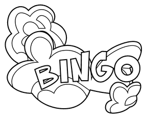 Bingo clouds black and white clipart