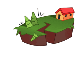 Earthquake house and trees clipart