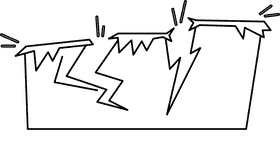 Earthquake two cracks black and white clipart