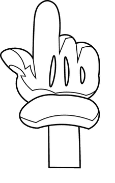 Finger cartoon black and white clipart