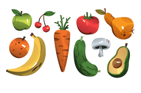 Fruits and vegetables black and white vector