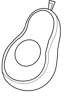 Fruits and vegetables avocado black and white clipart